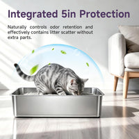 Stainless Steel High Sides Cat Litter Box - XL-22.75"L x 14.45"W x 5"H - image 3