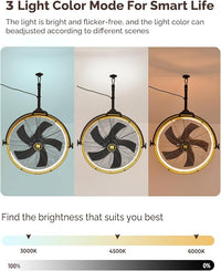Orison 24.8'' Outdoor/Indoor Garage Ceiling Fan, 6 Speed Ceiling Mounted Plug-In Cord Garage Fan with Remote&APP, Manual Vertical Rotation, Hook hanging for Gazebo, Patio, Yellow&Black