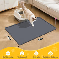 Silicone Cat Litter Mat with Toy, Waterproof - Dark grey - image 4
