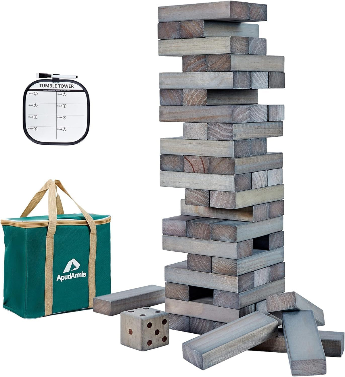 ApudArmis 60 Pcs Tumble Tower - Gray / L-Stack to 5 FT