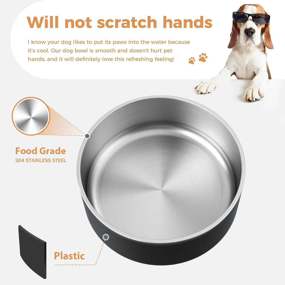 Dog Bowl, Stainless Steel Food and Water Bowl - 64 oz / Black - image 4