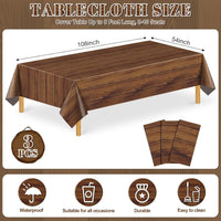 NatNarr 3 Pack Wood Grain Plastic Tablecloths - Wood Grain - image 2