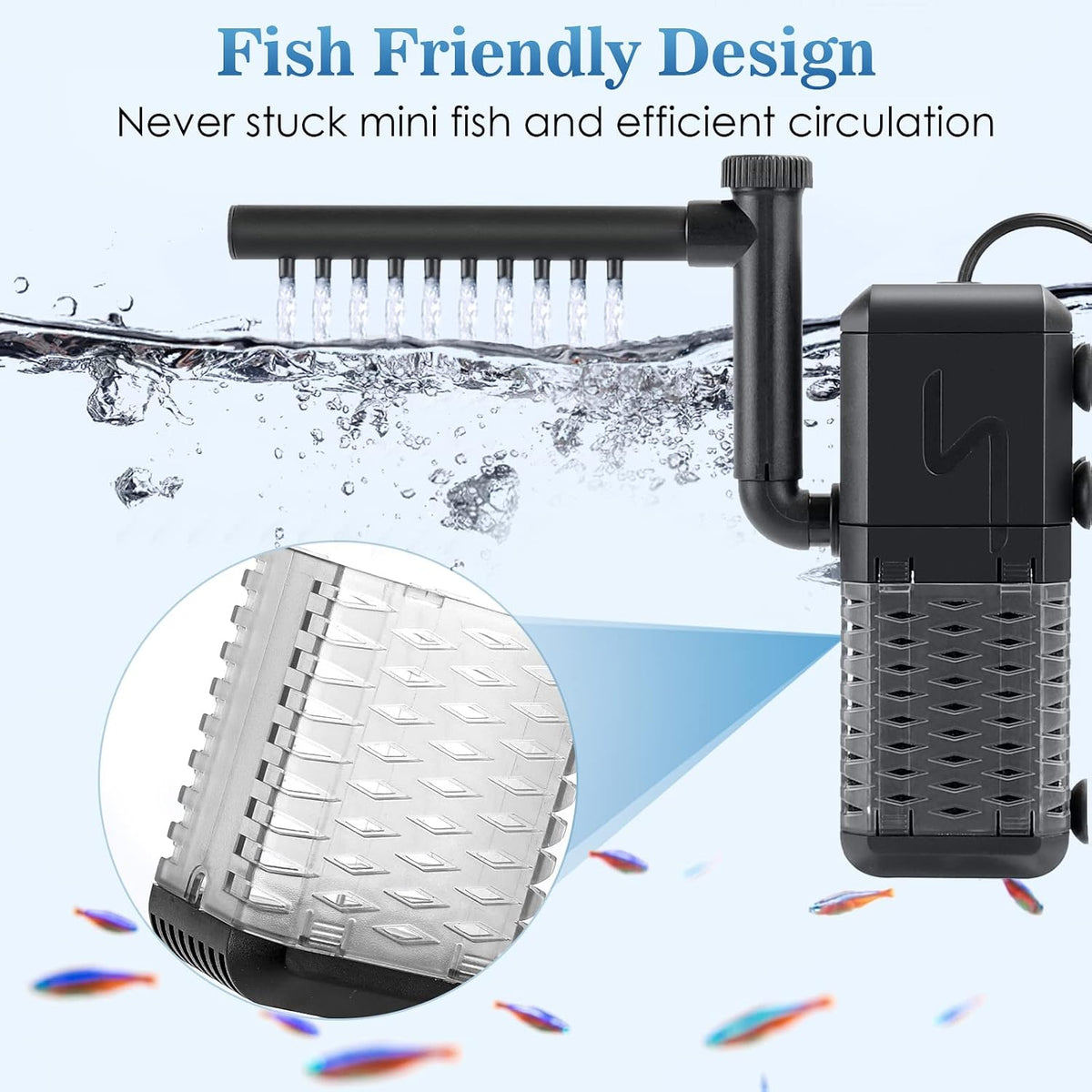AQQA Submersible Aquarium Filter - S(158GPH-6W) - image 4