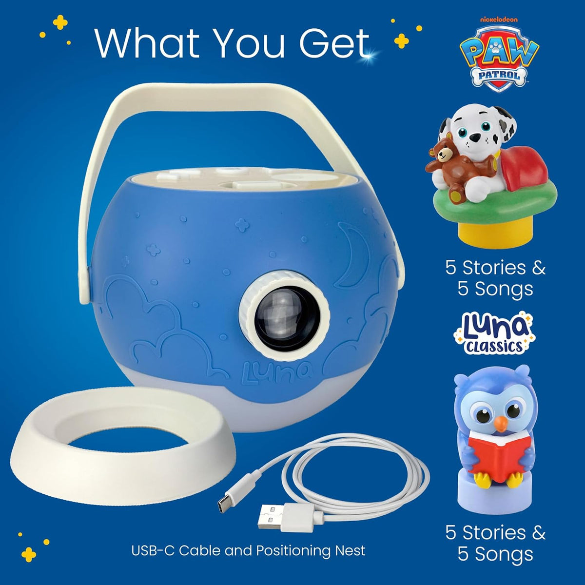 Kids Pink Book Projector, 5 Read Aloud Fairytale Stories - Paw Patrol Marshall, Owl & Projector - image 3