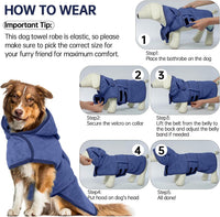Dog Bathrobe, Fast Drying Coat - Extra Large / Blue - image 3