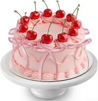 Chunful fake cherry cake toppers with red polyester bows - view 8