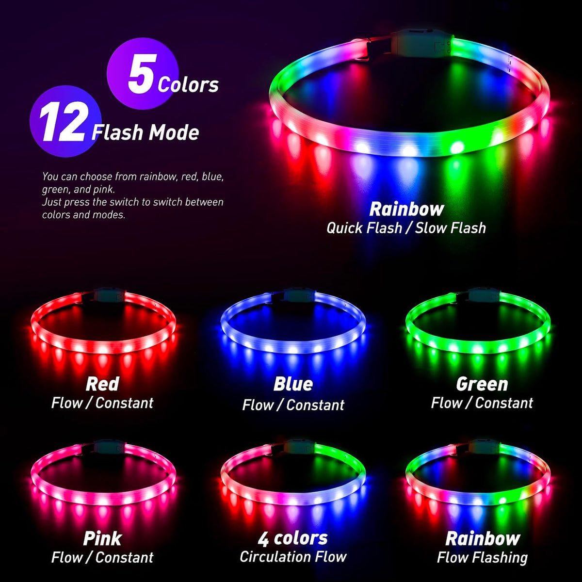 2 Packs Light Up Dog Collar - Yellow - image 3