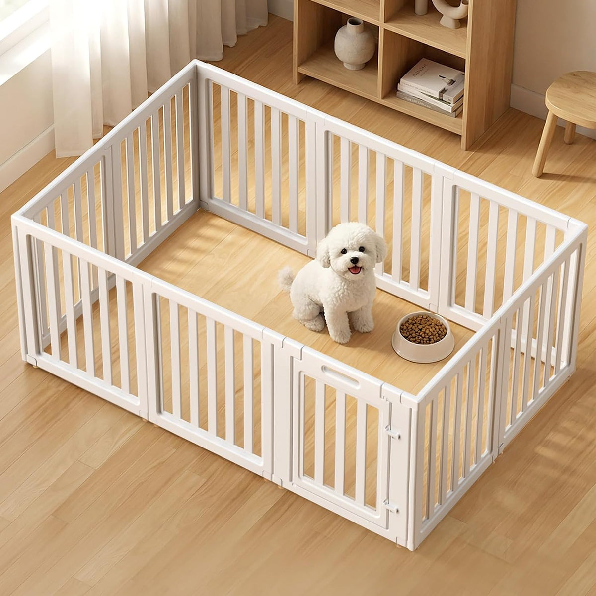 Dog Playpen Indoor, Puppy Playpen, White 23.6" H, 10 Panels - white / 10 / 30.3 inch Height