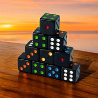 Luck Lab 6 sided dice set of 10 white 16mm D6 dice with multicolor rainbow pips - view 4