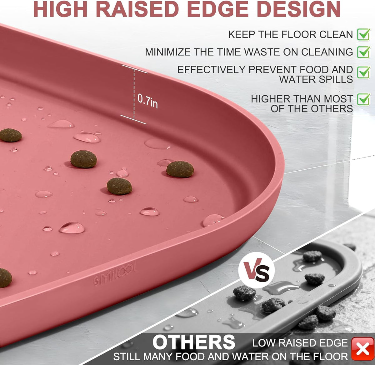 SMILOOL Waterproof Silicone Pet Food Mat with Raised Edge for Dog - Erythrinus / 22"L x 14"W - image 3
