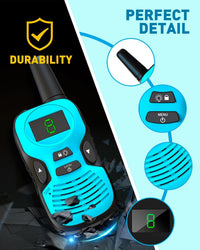 Walkie Talkies for Kids Long Range: 4 Pack 4-Color Replaceable Back - Green Orange Blue Pink - image 3
