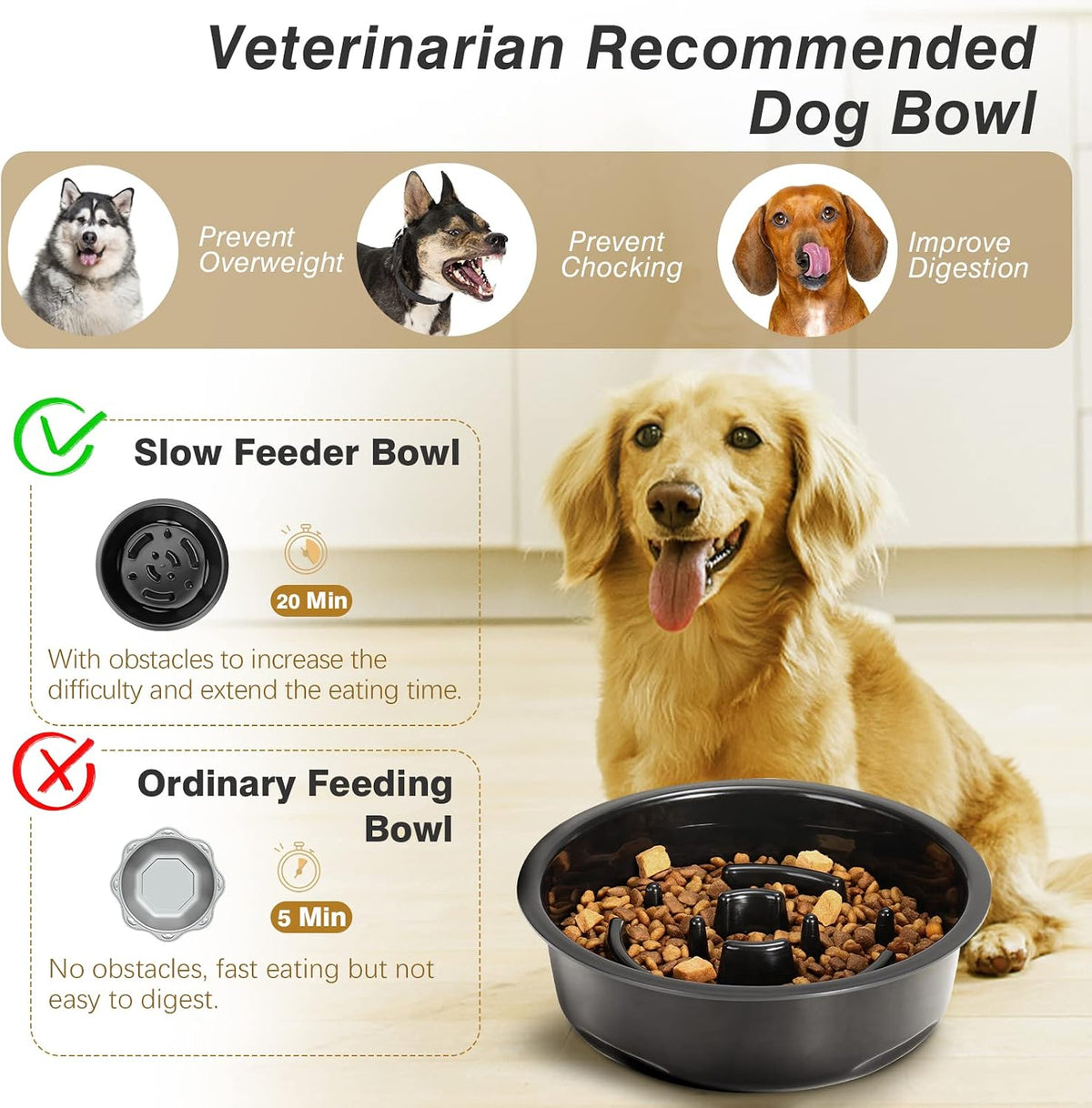 Lewondr Elevated Dog Water Bowl No Spill with 3 Heights Adjustable - Elevated Slow Feeder Dog Bowl - image 4