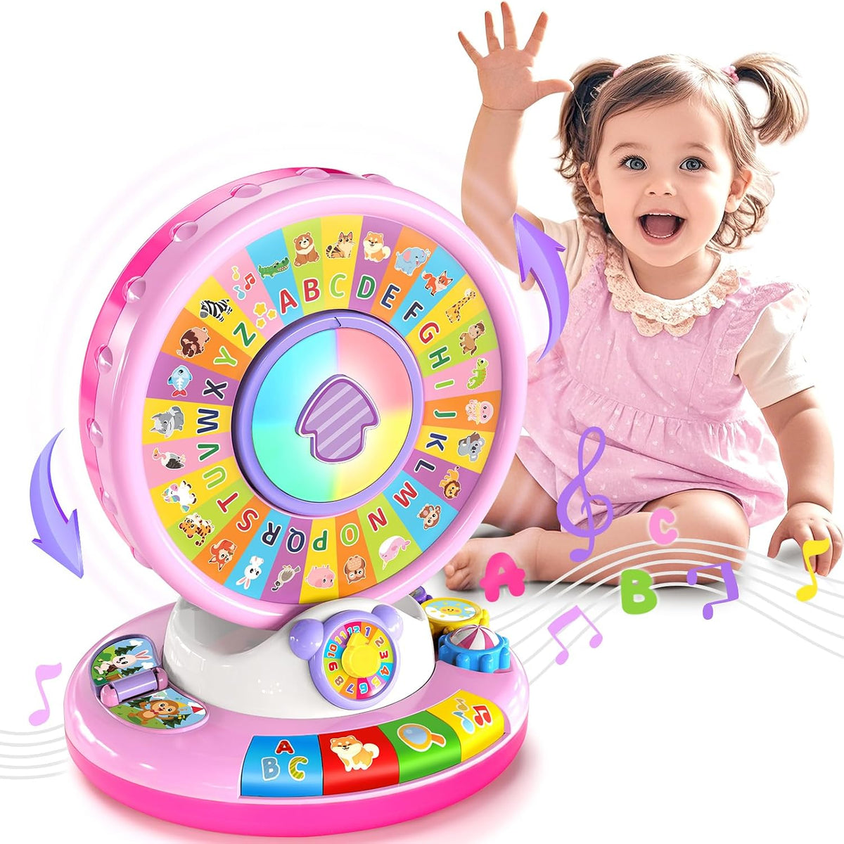 Duchong Learning Toy for Kids 1 2 3 Year Old Boys Girls - Pink
