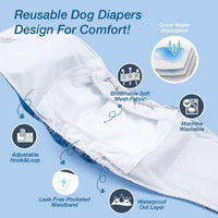 Pet Soft Dog Belly Bands - Washable Dog Diapers Belly Band for Male Dogs, Reusable Male Dogs Wraps - Blue Plaid / Large (14''-18'') - image 2