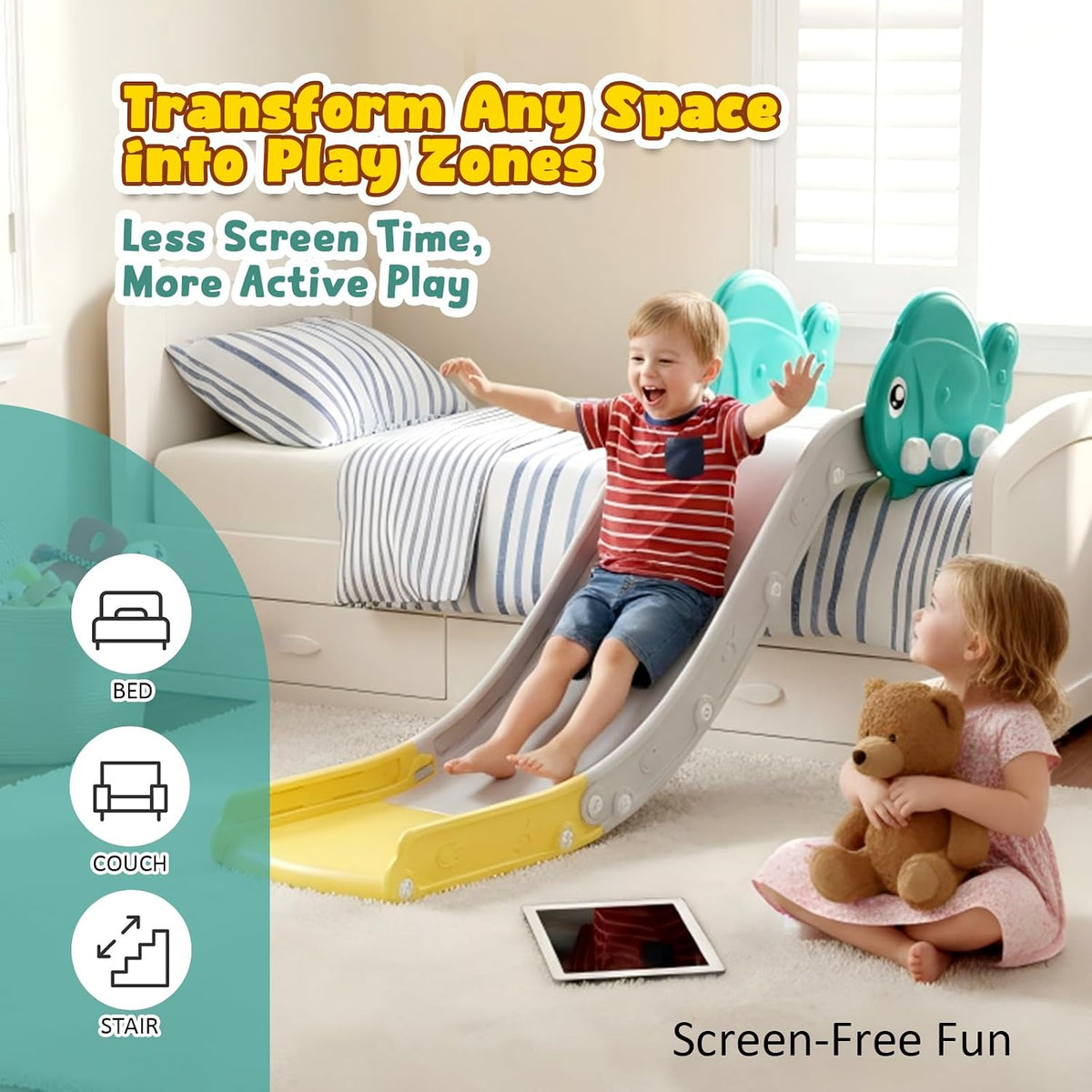Couch Slide for Stairs Bed Kids Extended Widened Toddler Slide - image 2