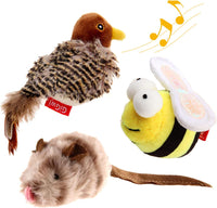 GiGwi Interactive Cat Toys Squeaky - Bird+Mouse+Bee
