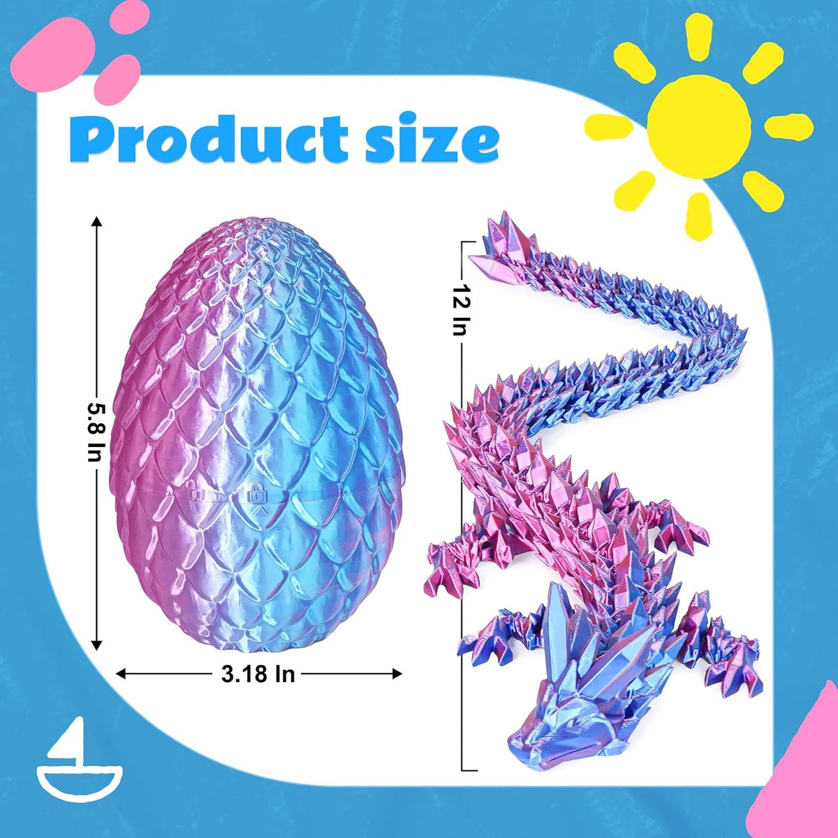 Small Dragon Eggs with Dragon Inside - Gradient Light Purple-red / M (H:5.8 inches) - image 4