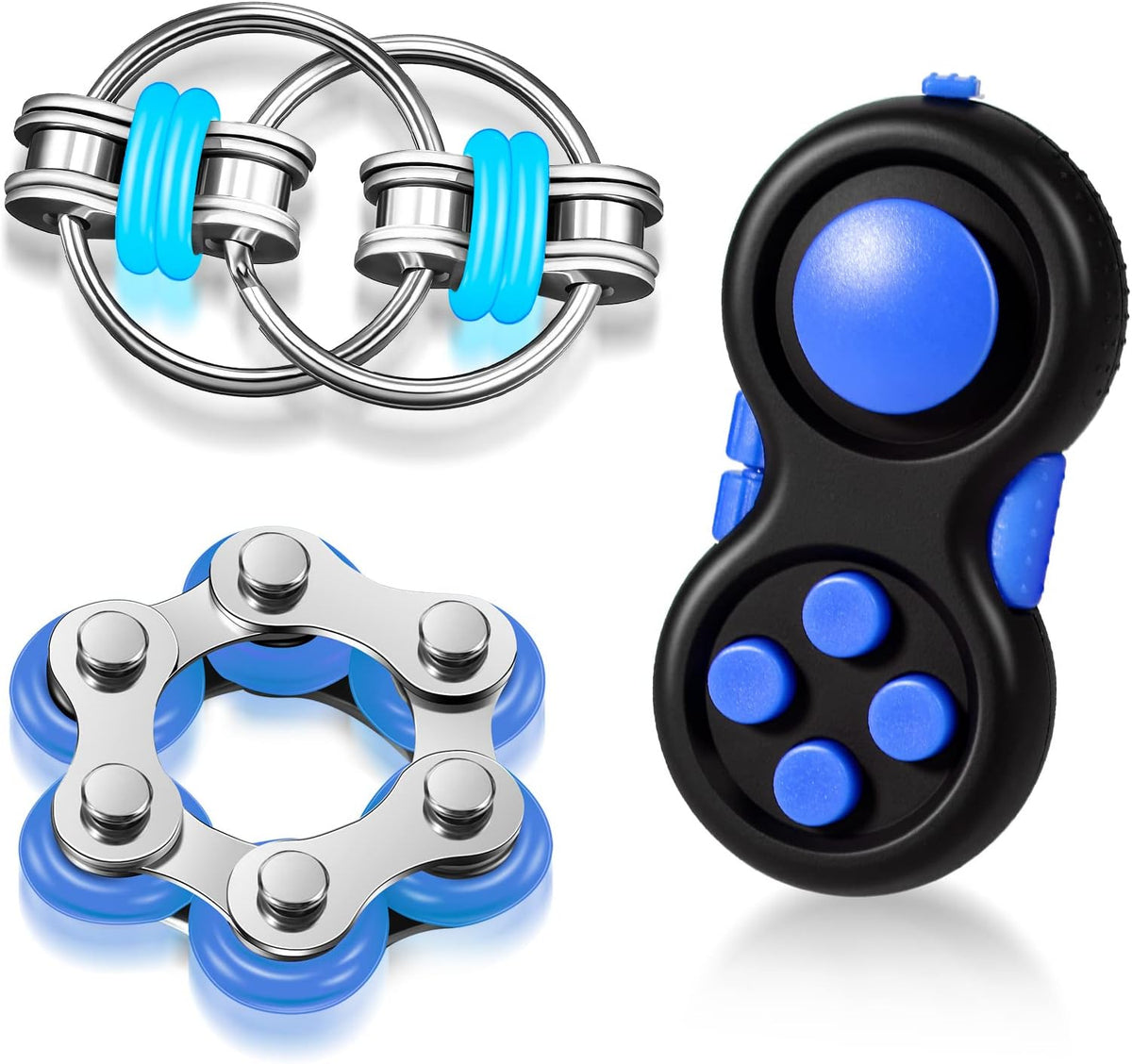 Gejoy 3 Pcs Fidget Toys Adults Set Silent - Black and Blue