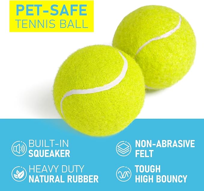 Prime Pets Tennis Balls for Dogs, Non-Squeak, 12 Pack, Thick Bouncy Dog Balls, Dog Toy Balls for Indoor Outdoor Play, Fetch Toys for Medium, Large Dogs