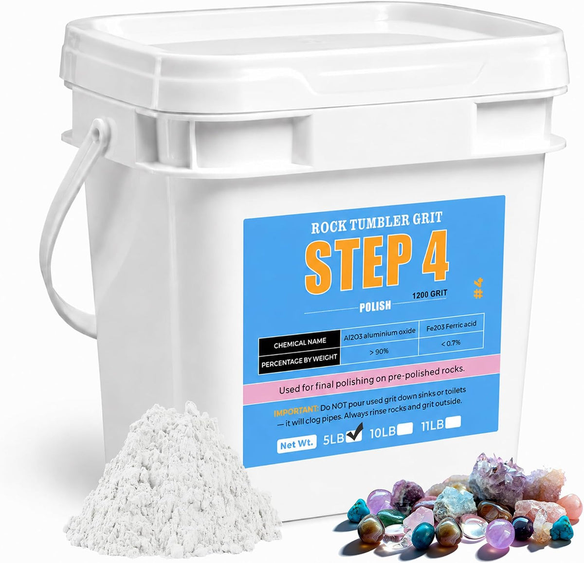KomeStone 6 lb rock tumbler grit and polish refill kit in 4 bottles - view 3