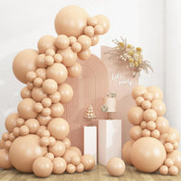 RUBFAC White Balloons Different Sizes 135pcs for Birthday Arch – Fun for Kids & Family - Nude