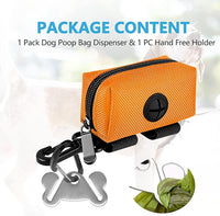 Dog Waste Bag Dispenser Pet Poop Bags Holder for Doggie Waste Bags Dispensers Soft Fabric Zipper Small Doggy Puppy Pouch for Leash Accessory Attachment with Carrier,Orange