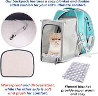 Lollimeow Cat Carrier Backpack, Bubble Expandable Backpack Carrier, Pets and Small Dogs,Airline-Approved, Designed for Travel, Hiking, Walking & Outdoor Use (Square Back Expandable-Green)
