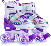 SHDSL pink rainbow light up adjustable roller skates for girls - view 2
