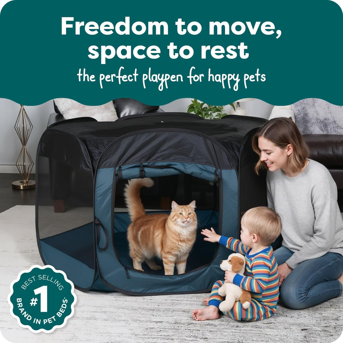 FurHaven Soft-Sided Dog & Cat Playpen - Sailor Blue / Extra Large - image 2