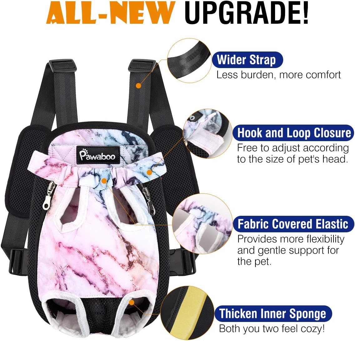 Pawaboo Pet Front Carrier Backpack for Small Medium Dogs – Essentials for Dogs - Purple Marble / Extra Large (Pack of 1) - image 2