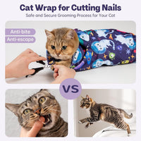 Paw Legend 27.6" Cat Wrap for Grooming Cat Wrap for Cutting Nails Cat - M(21.7'x21.7") / Space Cat Pattern - image 3