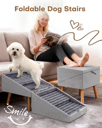 17" H Split Ottoman Dog Ramp for Couch - 17.13" H- Light Grey - image 3