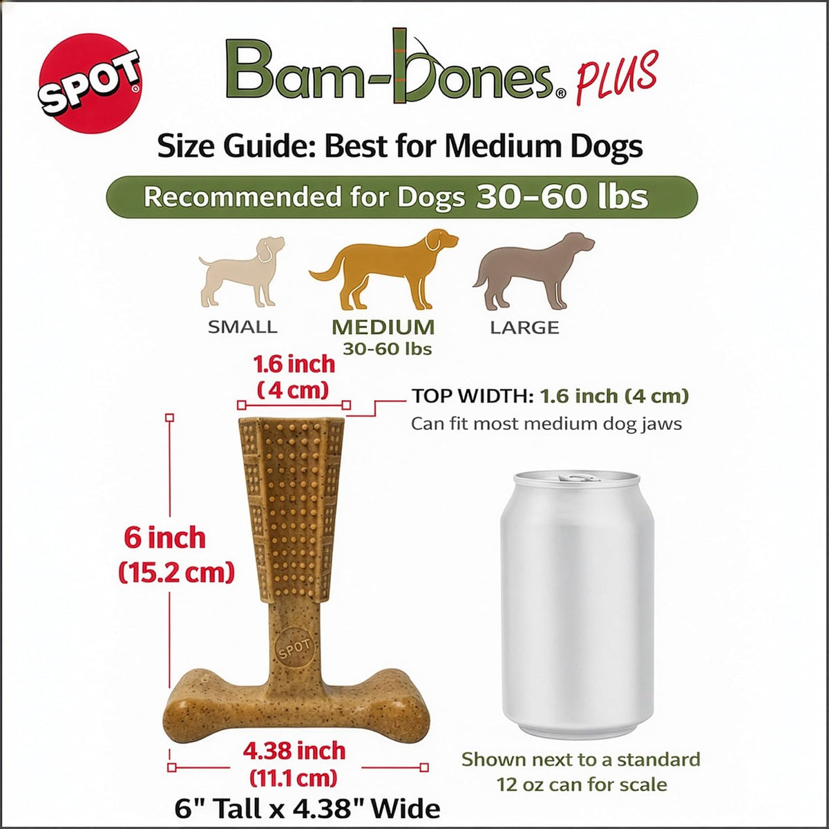 SPOT Bam-Bones Plus T-Bone Dog Chew - Chicken / Medium - image 2