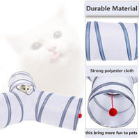 Cat Tunnel Tube Toys, 3 Ways Tunnels for Indoor Cats with Play Ball – Essentials for Cats - 3 Way White Gray - image 4