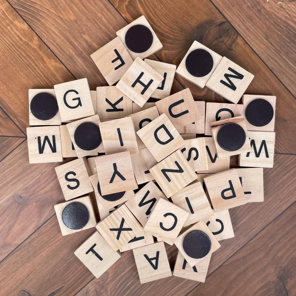 YJ PREMIUMS 100 PC Wood Magnetic Letter Tiles Magnets Big Large - 100 - image 3