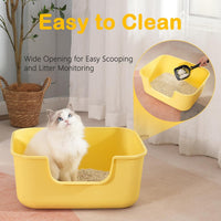 Large Cat Litter Box with High Sides, Cat Boxes for Indoor Cats - Long Side Entry-White - image 2
