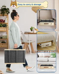 Adjustable Dog Ramp, Wooden Folding Portable Pet Ramp,Rated for 30 LBS, 32.6" Long and Adjustable from 10" to 19" with Non-Slip Traction Mat, Dog Step for Bed, Couch,Car (Grey)