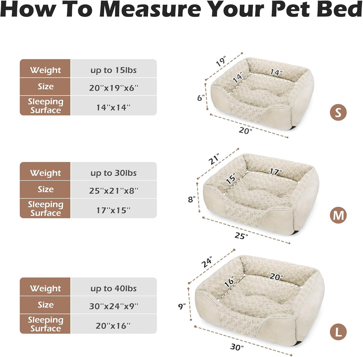 Rectangle Washable Orthopedic Dog Bed for Small - L(30"x 24"x 9") / Cream - image 4