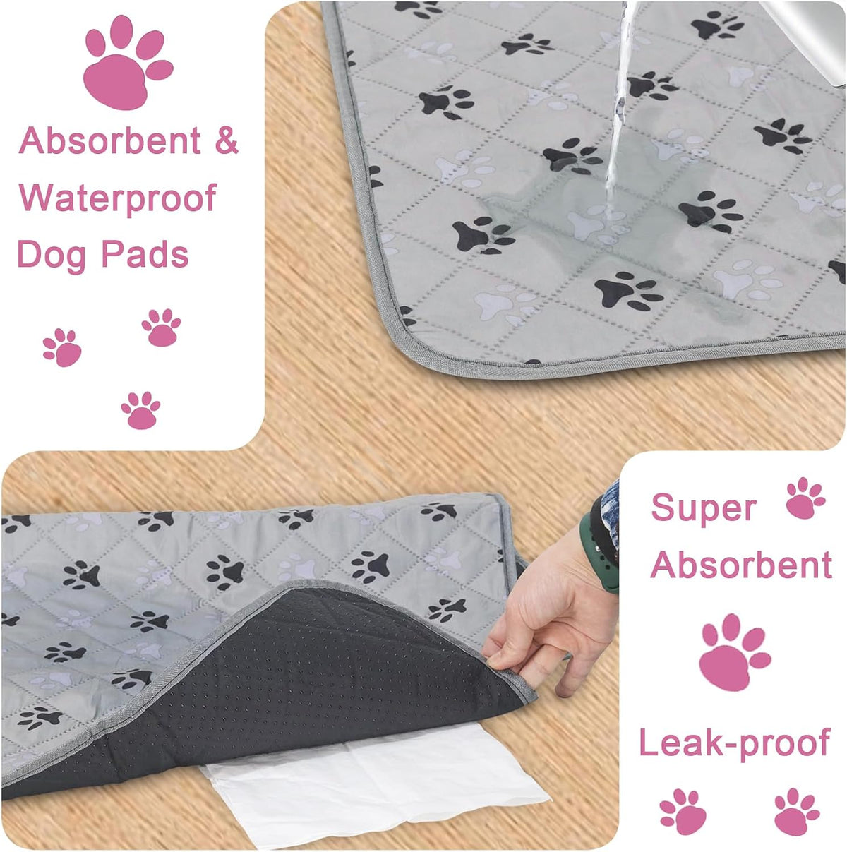 2 Pack 72"x 72" Waterproof Non Slip Wee pad，Reusable Washable Pee - 36x41 Inch (Pack of 2) - image 3