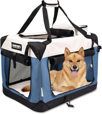 JESPET 3 Door Soft Dog Crates Kennel - 6-Lake Blue / Large(30"L x 21"W x 23"H)