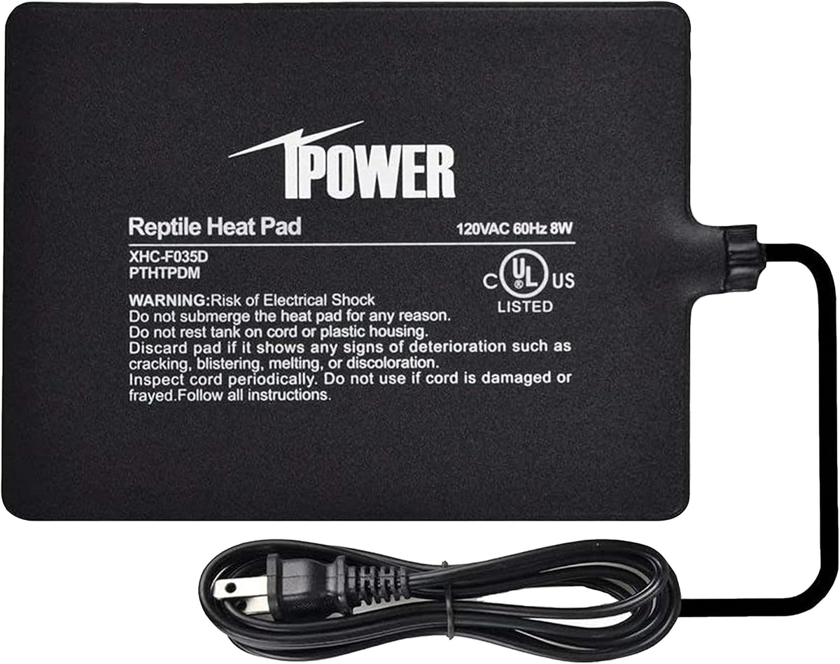 iPower 8 by 12-Inch Reptile Heat Mat Under Tank Heater Terrarium - 1 Pack / 6 X 8 Inch