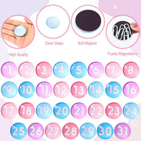 Tellegloww 1-31 magnetic calendar numbers in dark rainbow glass - view 12