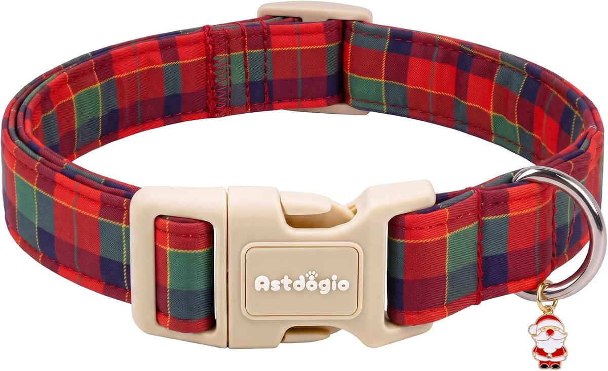 Medium Dog Collars for Male Dogs - Classic Christmas Plaid / L