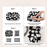 JOEJOY Cute Dog Bed Medium Size Dog - Cozy Clouds Black / M (30"x24"x8") - image 3