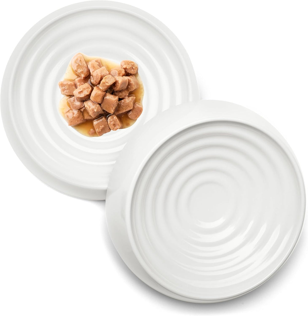CatGuru whisker friendly shallow cat bowl, 6.6 inch with non-slip base