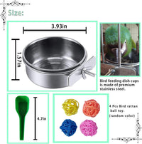 Parrot Feeding Dish Cups,Stainless Steel Bird Food Water Bowl Parakeet Feeder Birds Cage Ball Toys - 【2 PCS】 / 【S:3.9x1.6 Inches】 - image 3