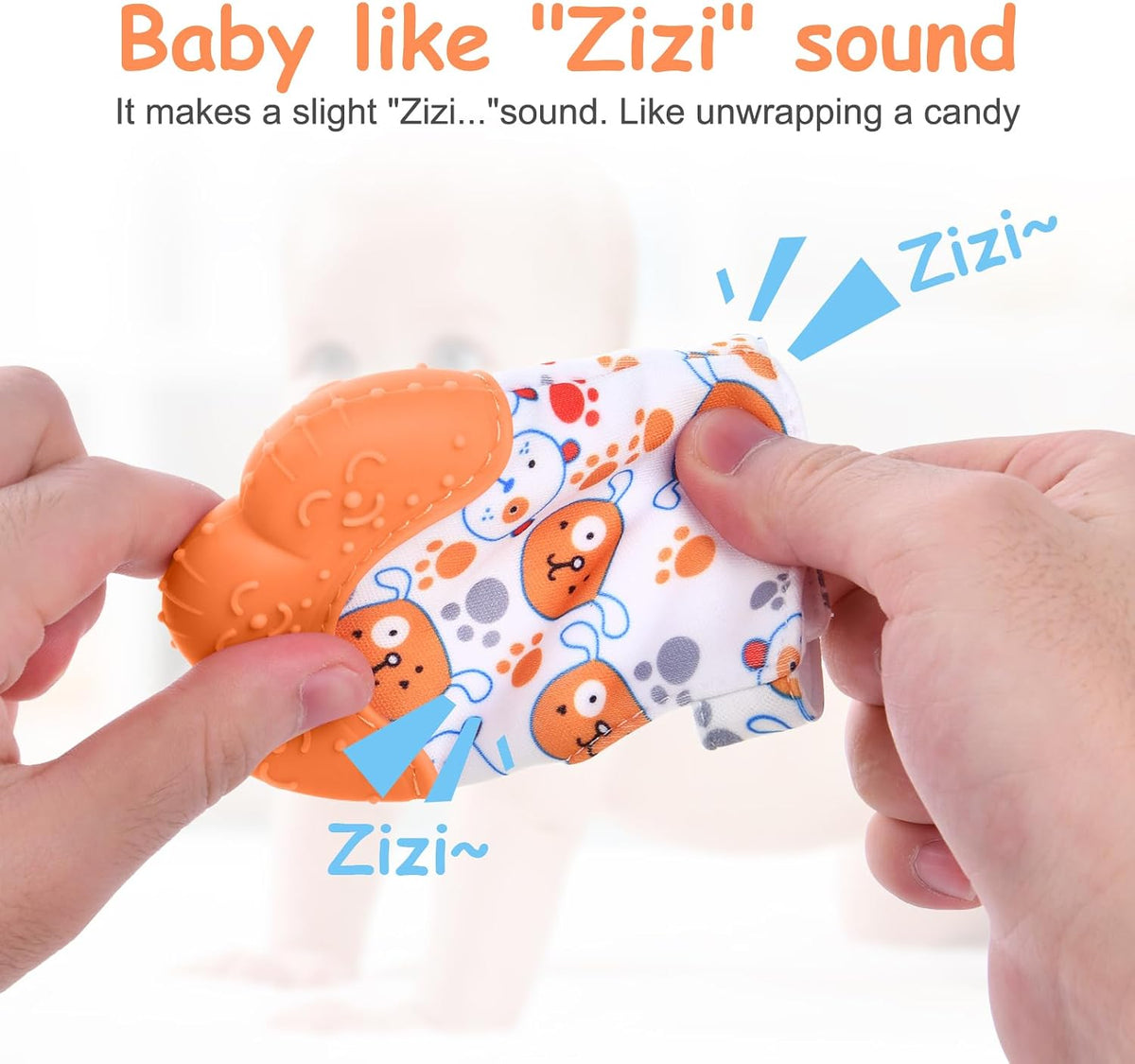 2Pack Silicone Teething Mitt - Orange bear - image 4