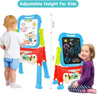 Amagoing Easel for Kids, Adjustable Standing Art Easel for Toddler, Double Side White Chalk Board - Blue - image 2