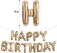 TONIFUL 16 Inch Black Happy Birthday Balloons Banner Decorations - Champagne Gold - image 2