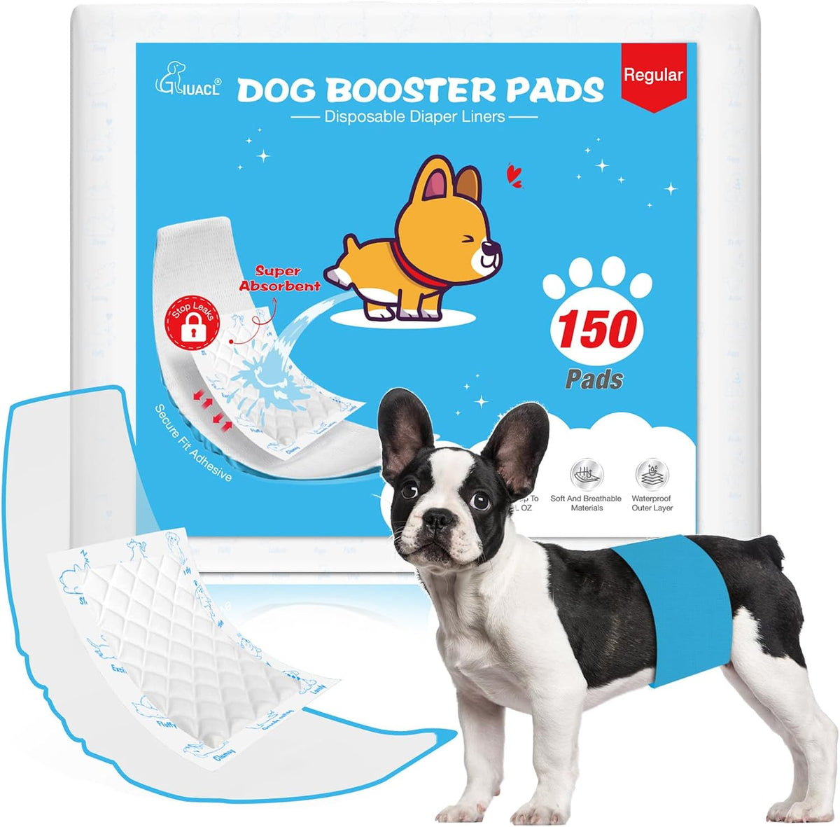 Dog Diaper Liners for Dog Diapers Male and Female 100ct Super - Regular (150 Count)
